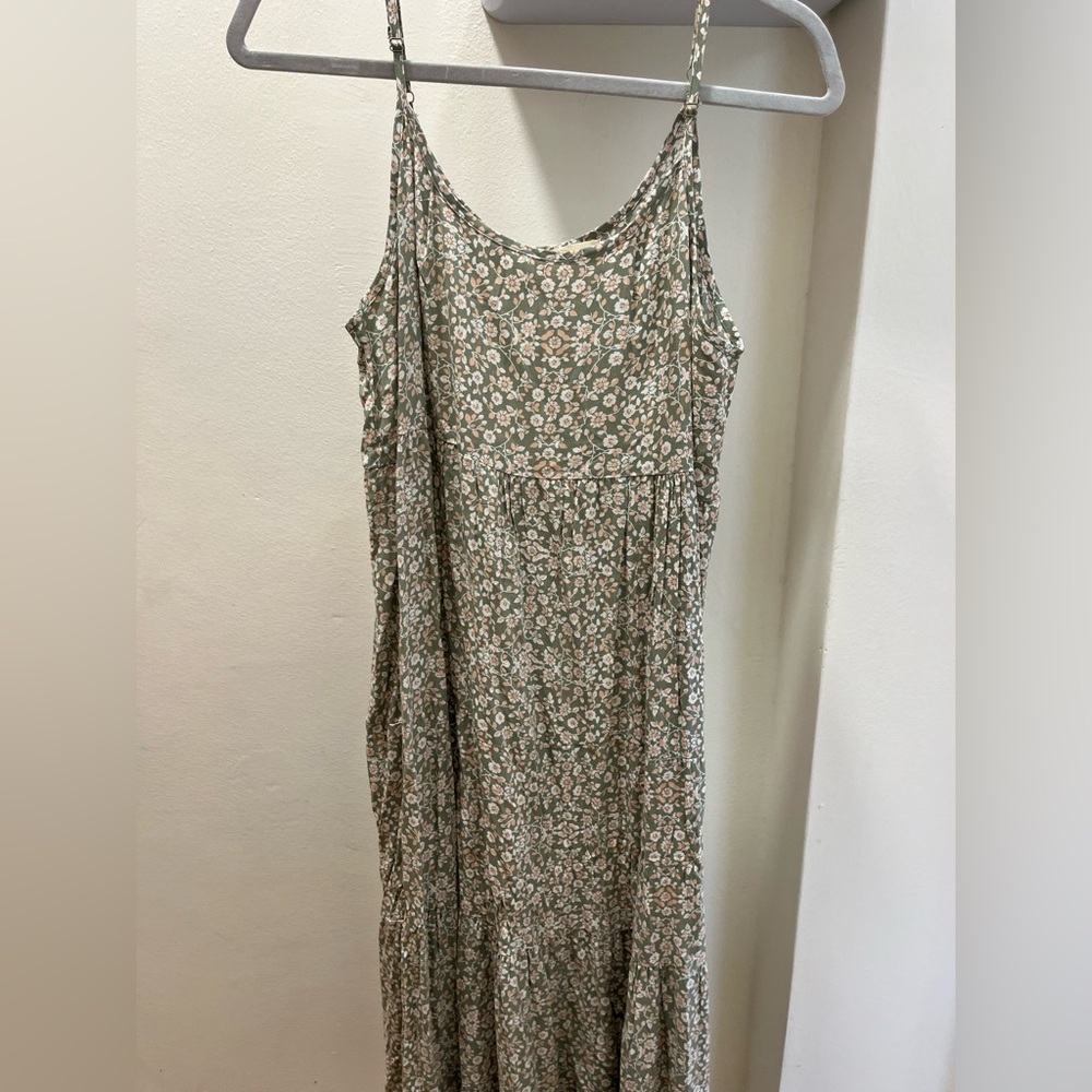 Floral Green Sleeveless Maxi Dress